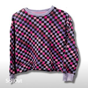 Extremely Me Girls Checkered Pullover Sweatshirt Multicolor Size 14